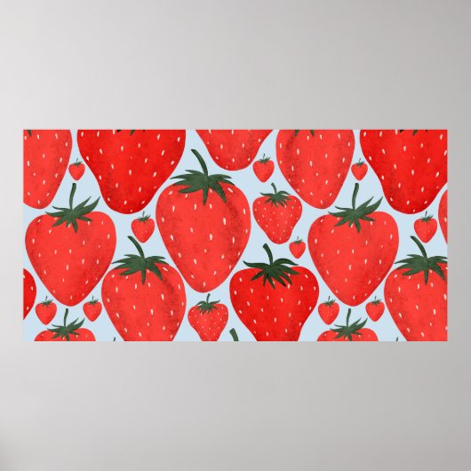 Sommermuster mit leicht abgeschiedenen Erdbeeren Poster (Vorne)