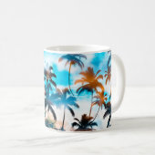Sommermuster, tropische Bäume, Himmel. Kaffeetasse (VorderseiteRechts)