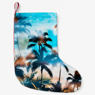 Sommermuster, tropische Bäume, Himmel. Kleiner Weihnachtsstrumpf