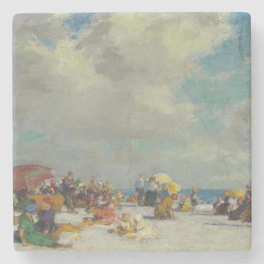 Sommernachmittag am Strand (von E.H. Potthast) Steinuntersetzer (Vorderseite)