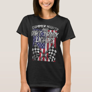 Sommernacht dunkle Spurleuchten Flag Motocross Rac T-Shirt