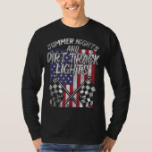 Sommernacht dunkle Spurleuchten Flag Motocross Rac T-Shirt (Vorderseite)