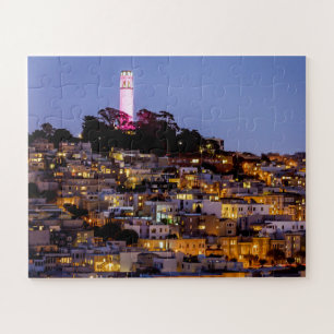 Sommernacht San Francisco Coit Tower Häuser Puzzle