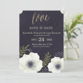 Sommernachts-Blume Hochzeit Speichern Sie die Datu Einladung (Stehend Vorderseite)