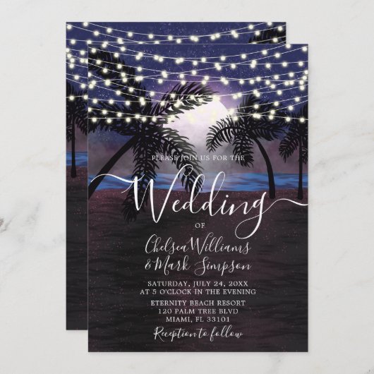 Sommernachtsfeste Hochzeit Einladung (Vorne/Hinten)