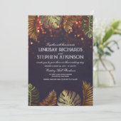 Sommernachtslicht Eleganter Strand Hochzeit Einladung (Stehend Vorderseite)