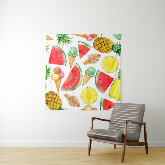 Sommernahrung: Wassermelone Eiscreme Wandteppich (Beispiel (Horizontal))