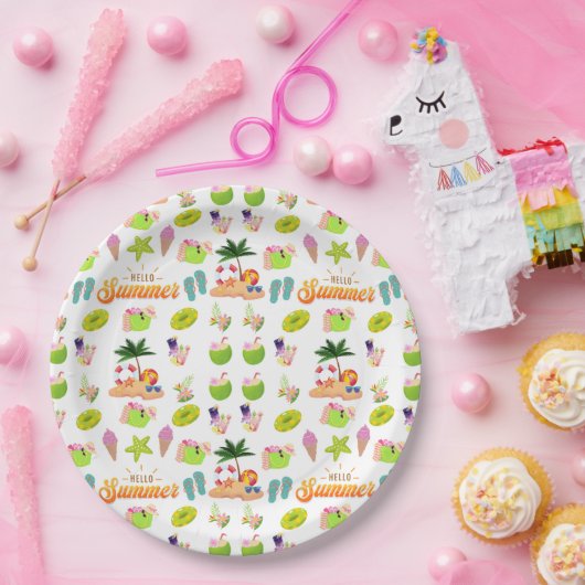 Sommernahtlos mit Coconut-Muster Pappteller (Party)