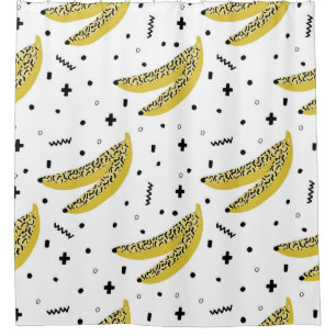 Sommernahtloses Muster mit Bananen in der Pop Art  Duschvorhang