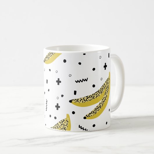 Sommernahtloses Muster mit Bananen in der Pop Art Kaffeetasse (VorderseiteRechts)