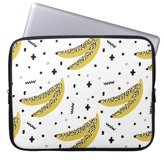 Sommernahtloses Muster mit Bananen in der Pop Art Laptopschutzhülle (Vorderseite)