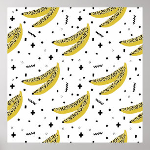Sommernahtloses Muster mit Bananen in der Pop Art Poster