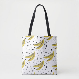 Sommernahtloses Muster mit Bananen in der Pop Art Tasche