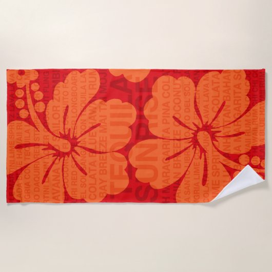 Sommername Cocktails und Hibiskus - Rot Strandtuch (Vorderseite)