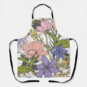 Sommernana-Küche Blumen auf weißem Hintergrund Schürze (Vorderseite)