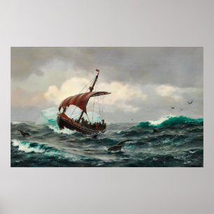 Sommernat unter Höhle Grønlandske Kyst circa Aare Poster