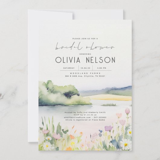 Sommernatur und Wildblumen Brautparty Einladung (Vorderseite)