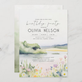 Sommernatur und Wildblumen Geburtstagsparty Einladung
