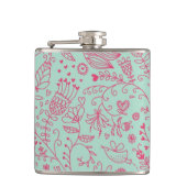 Sommerniedliches Blumenmuster Flachmann (Vorderseite)