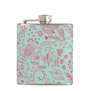 Sommerniedliches Blumenmuster Flachmann