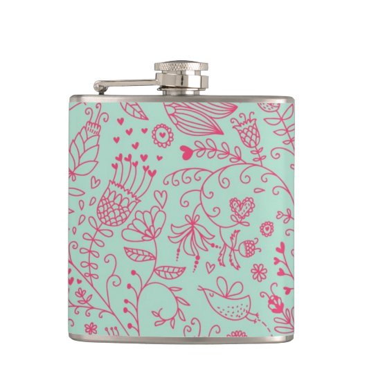 Sommerniedliches Blumenmuster Flachmann (Vorderseite)