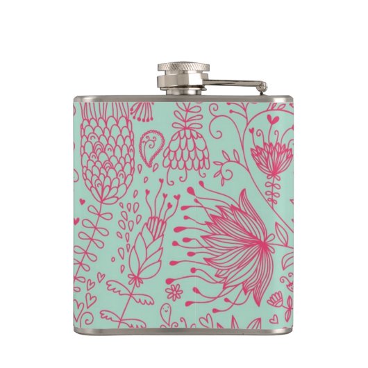 Sommerniedliches Blumenmuster Flachmann (Rückseite)