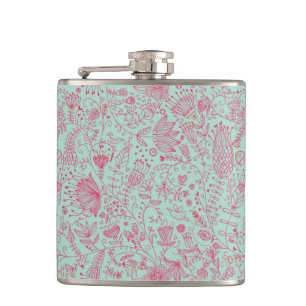 Sommerniedliches Blumenmuster Flachmann