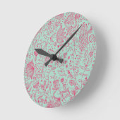 Sommerniedliches Blumenmuster Runde Wanduhr (Winkel)