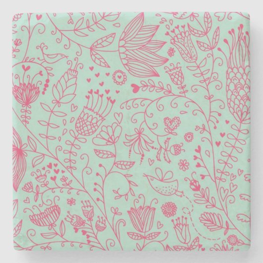 Sommerniedliches Blumenmuster Steinuntersetzer (Vorderseite)