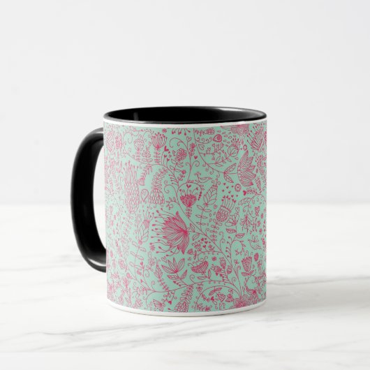 Sommerniedliches Blumenmuster Tasse (Vorderseite Links)
