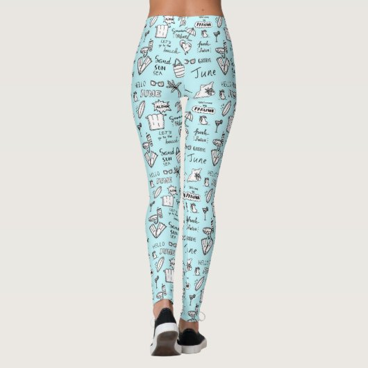 Sommerobjekte Doodle Muster leuchten Leggings (Rückseite)