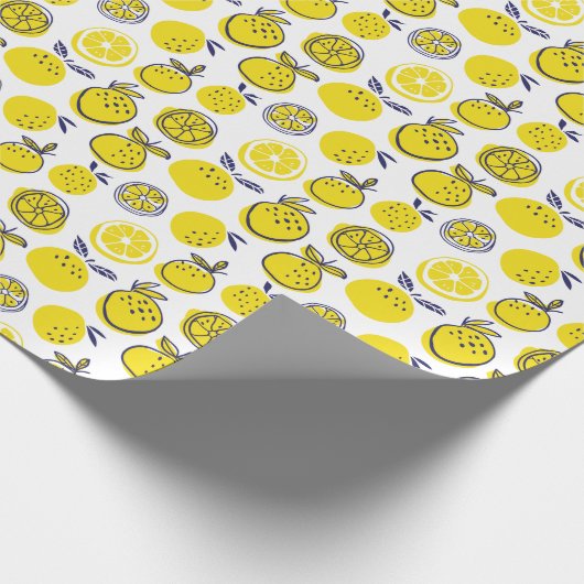 Sommerorangen: Stilvolles Fruchtmuster. Geschenkpapier (Ecke)