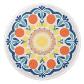 Sommerorangen und Zitronen Dot Mandala Keramikknauf (Vorderseite)