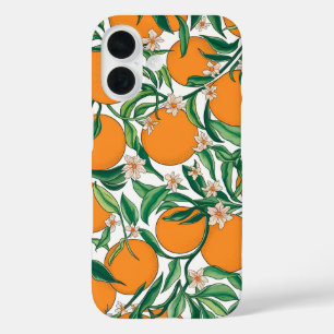 Sommerorangen Zitrusfrüchte Blumenmuster iPhone 16 Hülle