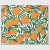 Sommerorangen Zitrusfrüchte Blumenmuster Geschenkpapier (Flach)