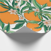 Sommerorangen Zitrusfrüchte Blumenmuster Geschenkpapier (Ecke)