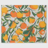 Sommerorangen Zitrusfrüchte Blumenmuster Geschenkpapier (Flach)