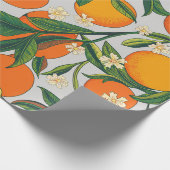 Sommerorangen Zitrusfrüchte Blumenmuster Geschenkpapier (Ecke)