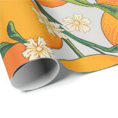 Sommerorangen Zitrusfrüchte Blumenmuster Geschenkpapier (Rolleneckpunkt)