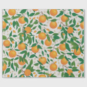 Sommerorangen Zitrusfrüchte Blumenmuster Geschenkpapier (Flach)