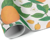 Sommerorangen Zitrusfrüchte Blumenmuster Geschenkpapier (Rolleneckpunkt)