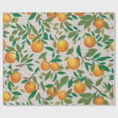 Sommerorangen Zitrusfrüchte Blumenmuster Geschenkpapier (Flach)