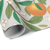 Sommerorangen Zitrusfrüchte Blumenmuster Geschenkpapier (Rolleneckpunkt)