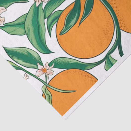 Sommerorangen Zitrusfrüchte Blumenmuster Seidenpapier (Ausschnitt)