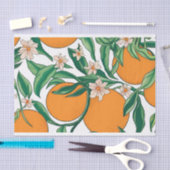 Sommerorangen Zitrusfrüchte Blumenmuster Seidenpapier (Handwerk)