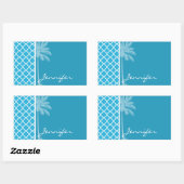 Sommerpalme; helle Cerulean Quatrefoil Rechteckiger Aufkleber (Blatt)