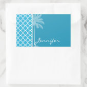 Sommerpalme; helle Cerulean Quatrefoil Rechteckiger Aufkleber (Tasche)