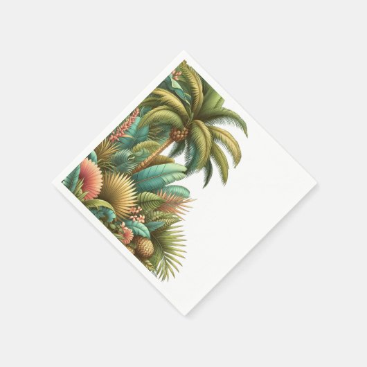 Sommerpalme tropische Bäume und Blätter Serviette (Ecke)