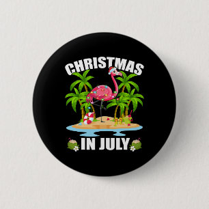 Sommerpalmenbaum-Beleuchtung Flamingo Weihnachten  Button