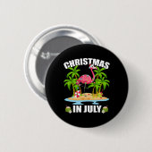Sommerpalmenbaum-Beleuchtung Flamingo Weihnachten Button (Vorne & Hinten)